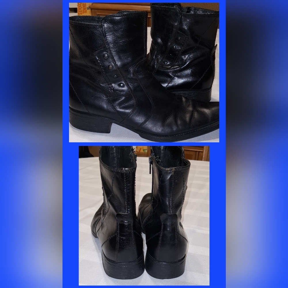 Aldo Black Leather Dress Boots - Picture 1 of 8